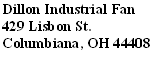Dillon Industrial Fan 31 Bedding Place Johnson City, TN 37604